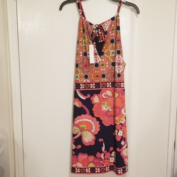 💕TRINA TURK💕 Print Jersey Halter Swim Cover-Up Dress 10 Large L NWT - Picture 8 of 16